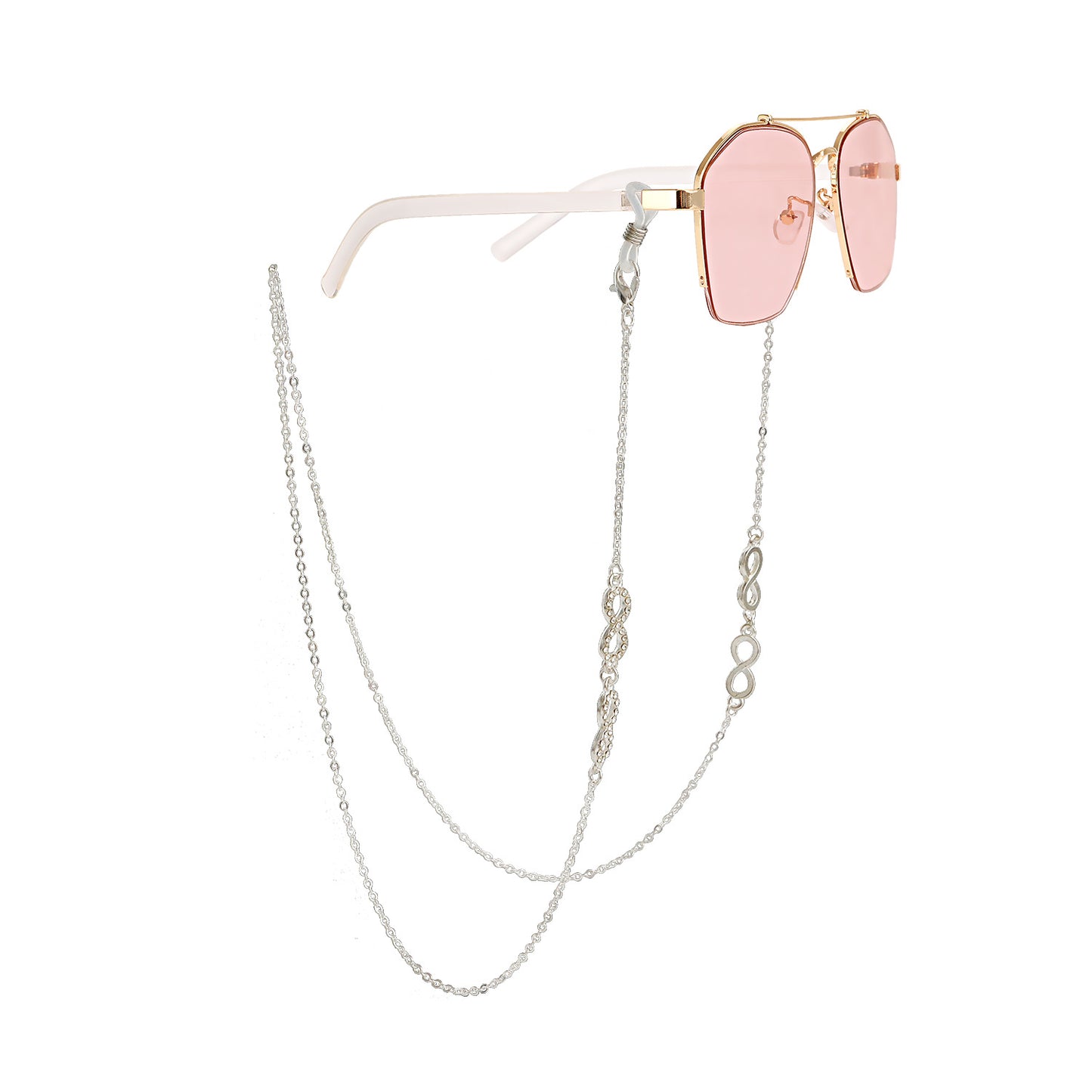 Minimalist Streetwear Rhinestone Infinity Shape Metal Eyewear Chain