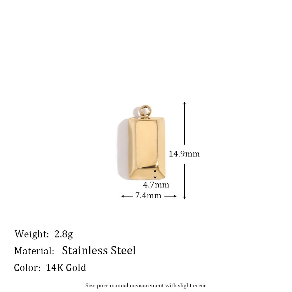 Minimalist Geometric Pendant with 14K Gold Plated Stainless Steel Round Heart Shape and Greek Key Pattern for DIY Jewelry Making
