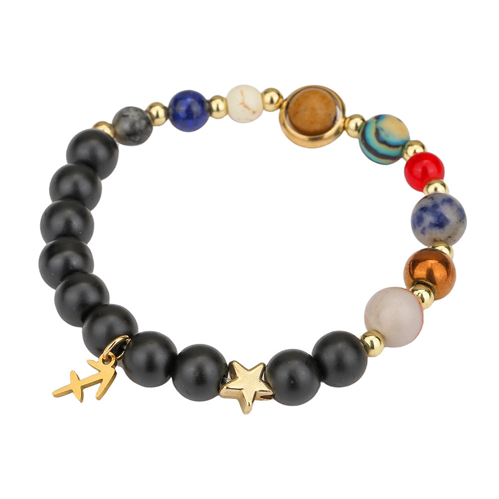 Constellation Geometric Stainless Steel and Alloy Beaded Bracelet with Natural Gemstone for Unisex