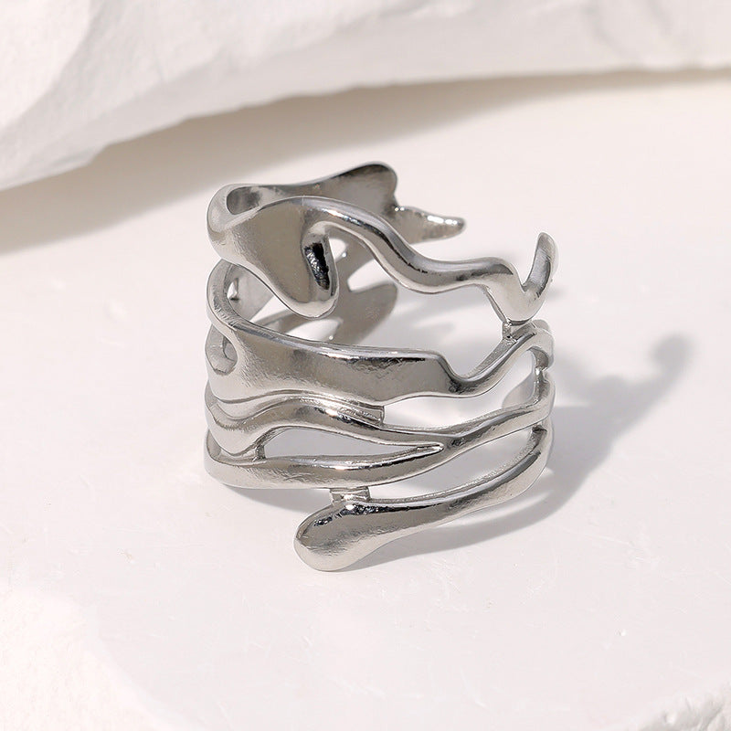 Minimalist Geometric Plated Stainless Steel Ring for Women