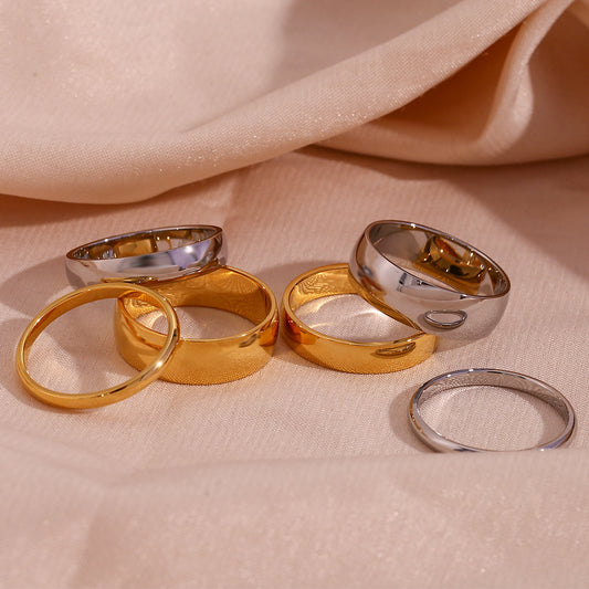 Minimalist Geometric Stainless Steel Ring with 18K Gold Plating for Women