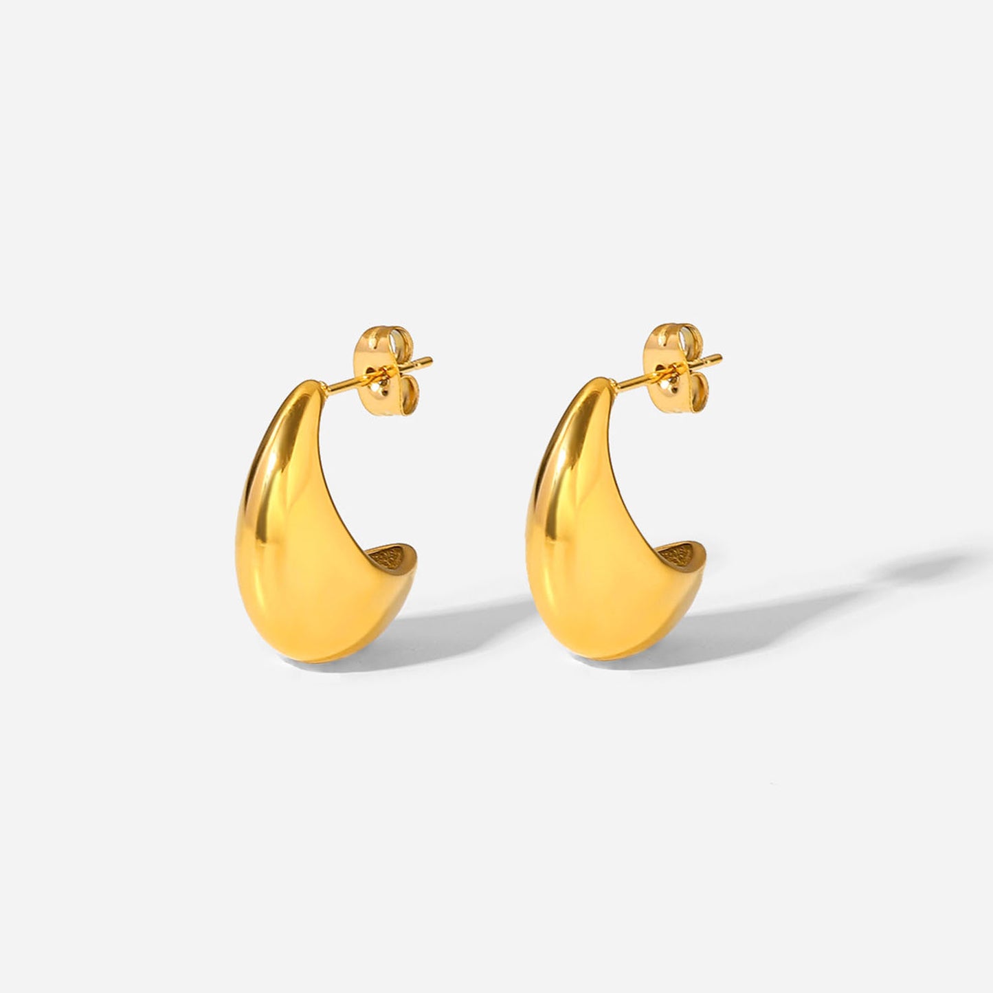Orecchini a cerchio geometrici in acciaio inossidabile con placcatura in oro PVD 18K, design liscio e cavo, gioielli per l'orecchio alla moda e minimalisti