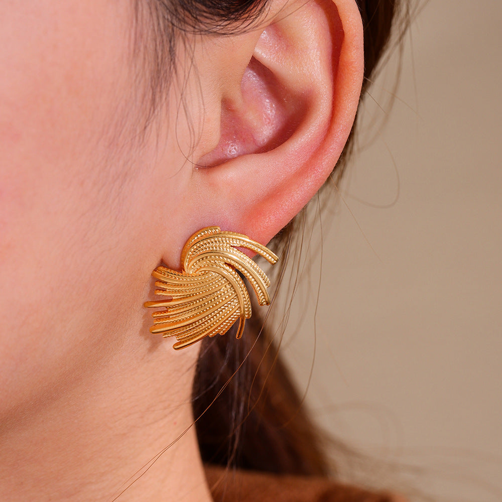Pendientes de Tachuela de Acero de Titanio en Forma de Lazo Minimalista para Mujer, Joyería de Lujo Hipoalergénica con Chapado en Oro o Acero