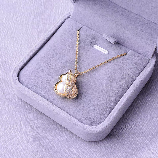 Elegante Collana a Ciondolo Zucca a Doppia Faccia in Acciaio al Titanio con Intarsio Zircone, Charm a Forma di Arachide, Stile Catena Serpente per Uomini e Donne