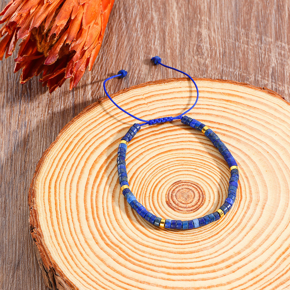 Minimalist Round Tiger's Eye Amethyst Imperial Stone Handmade Woven Bracelet Unisex Adjustable Friendship Jewelry