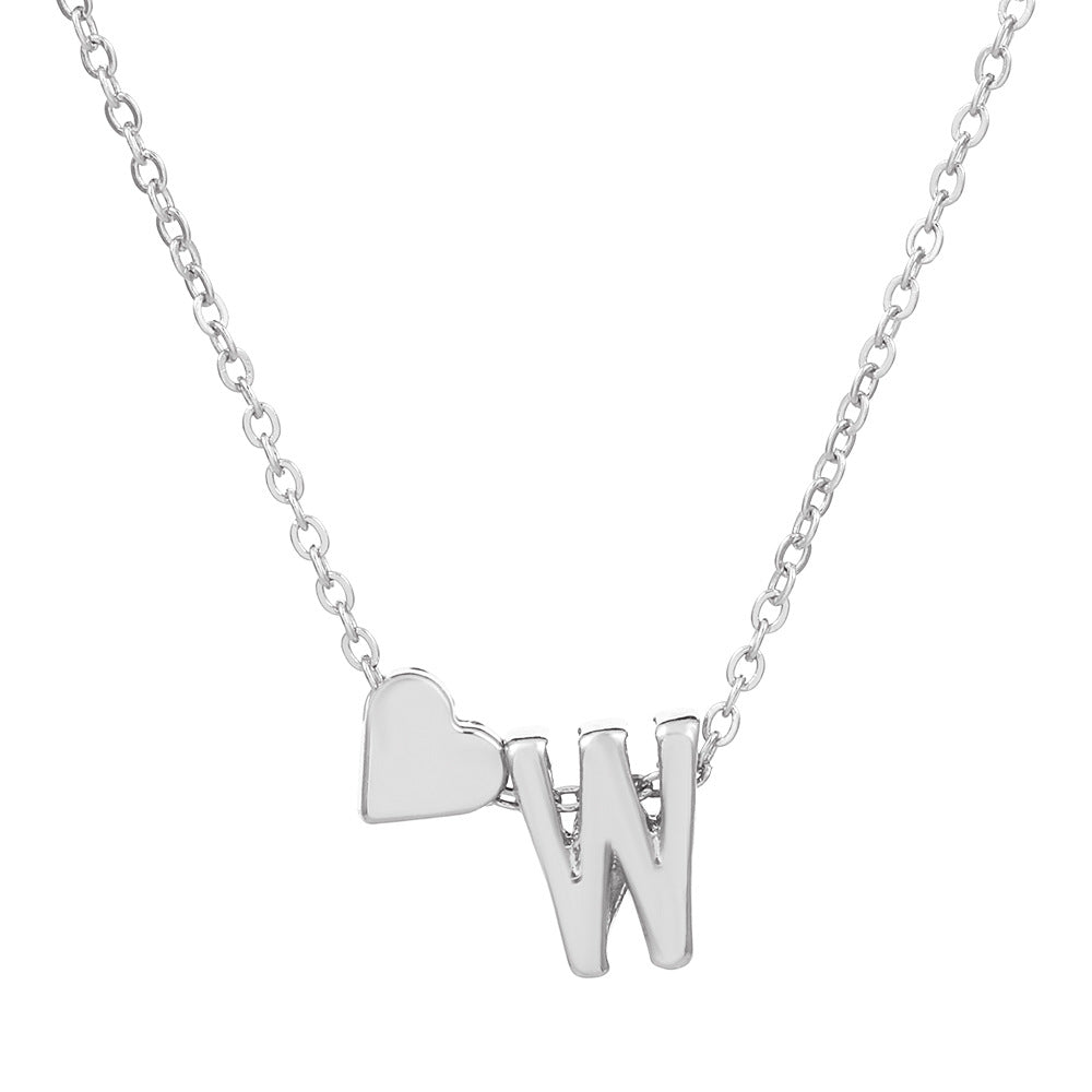 Sweet Heart Letter Alloy Plated Necklace Singapore Chain for Women