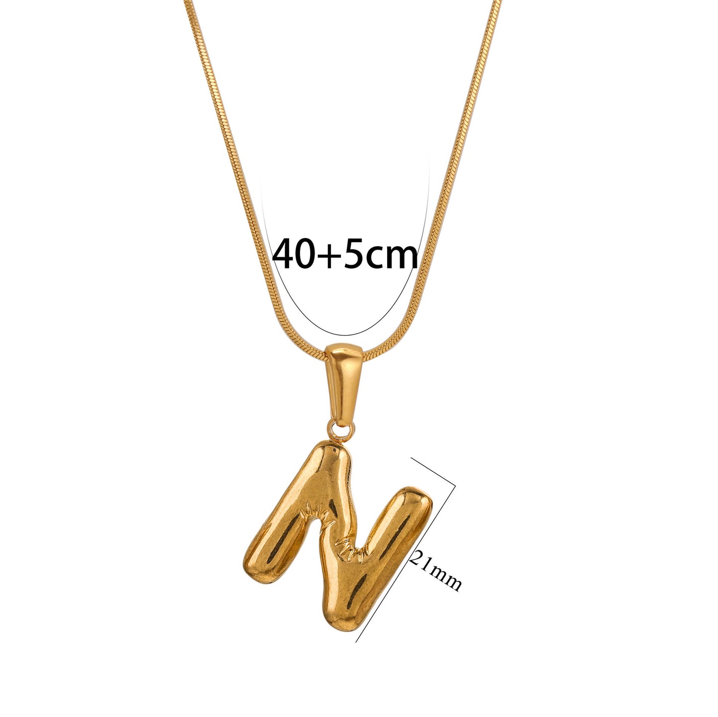Collana con Pendente Rotondo Minimalista con Lettera per Donna e Uomo Acciaio Inossidabile con Placcatura in Oro 18K Design Geometrico Lucidato Ispirato ai Palloncini