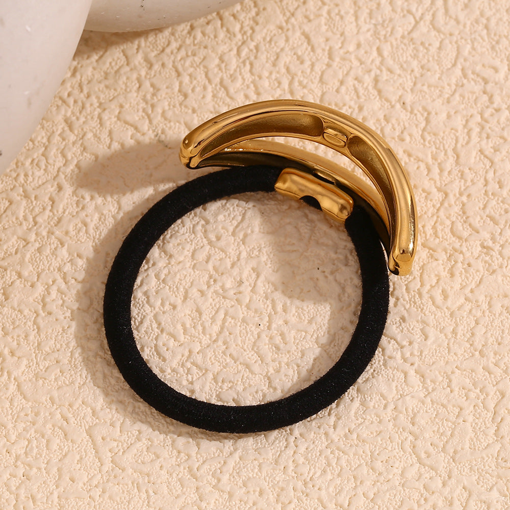 Fashionable Minimalist Lips-Shaped Hair Tie for Women Made of Stainless Steel with 18K Gold Plating