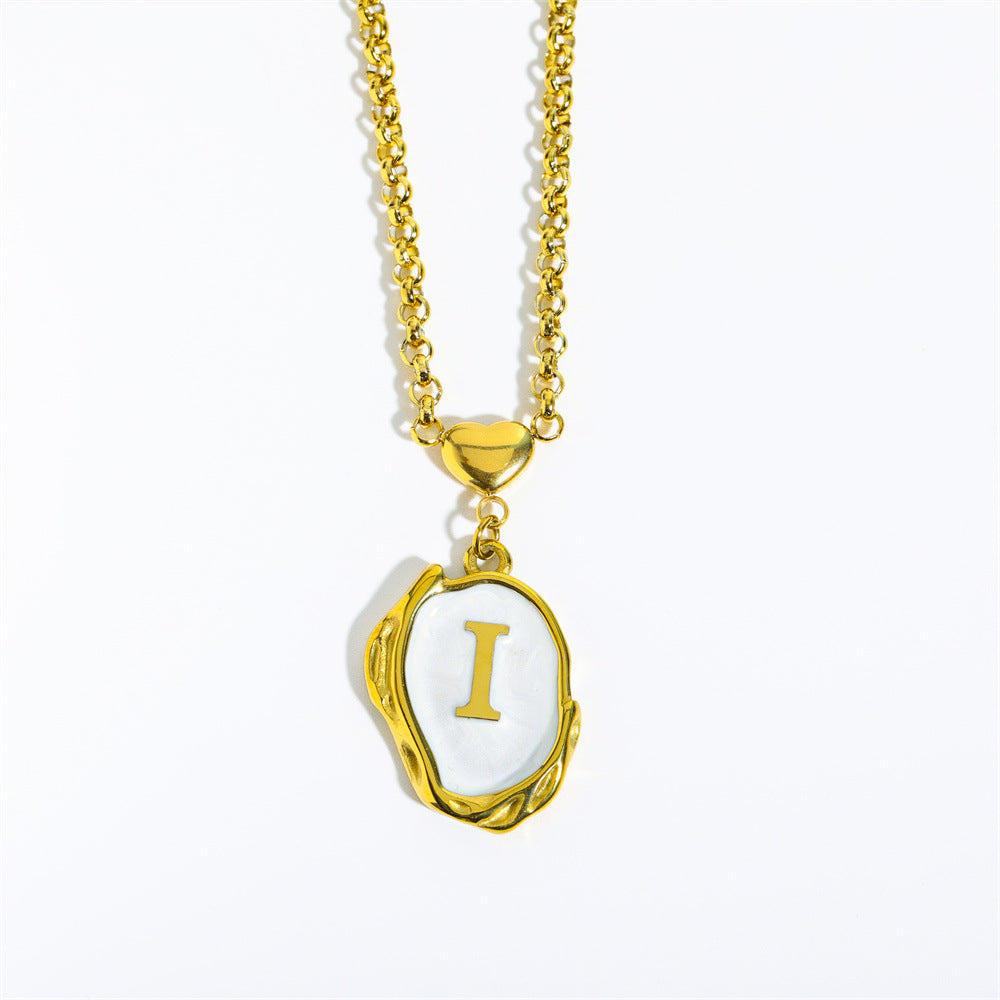 Collana Minimalista in Acciaio Inossidabile a Forma di Lettera con Placcatura in Oro 18K e Catena a O per Uomo e Donna