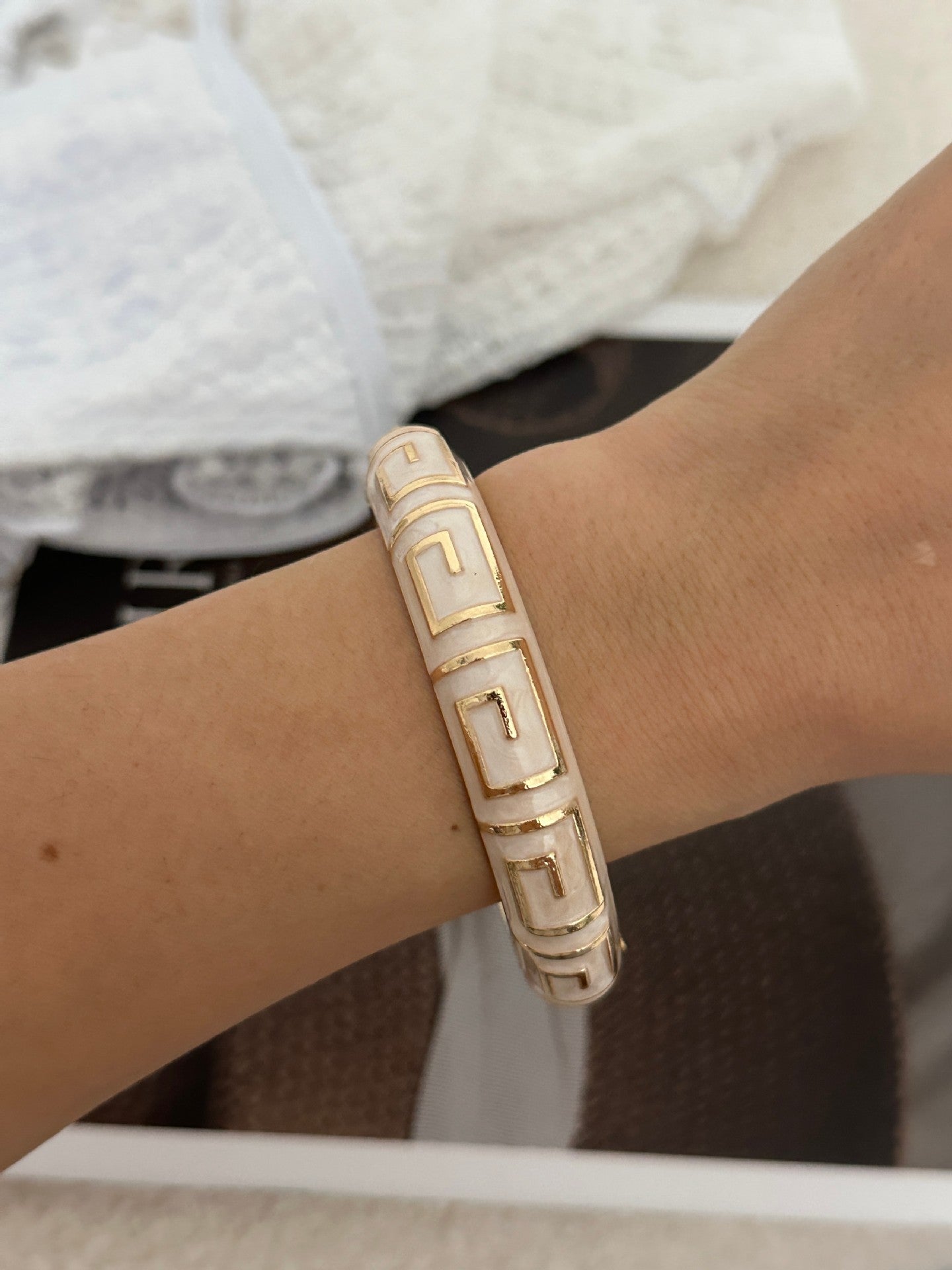 Ethnic Geometric Enamel Plated Alloy Bamboo Bangle for Women