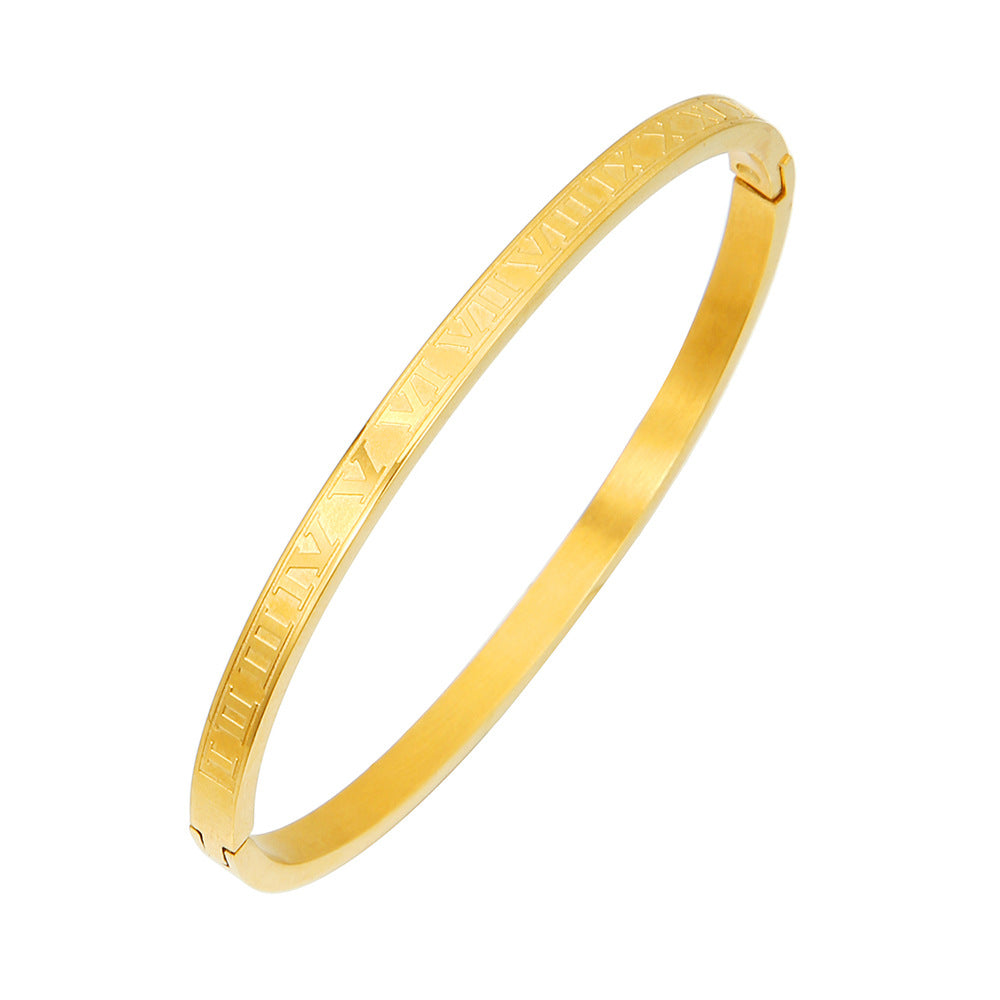 4MM Geometric Round Titanium Steel Plated Open Cuff Bracelet Unisex