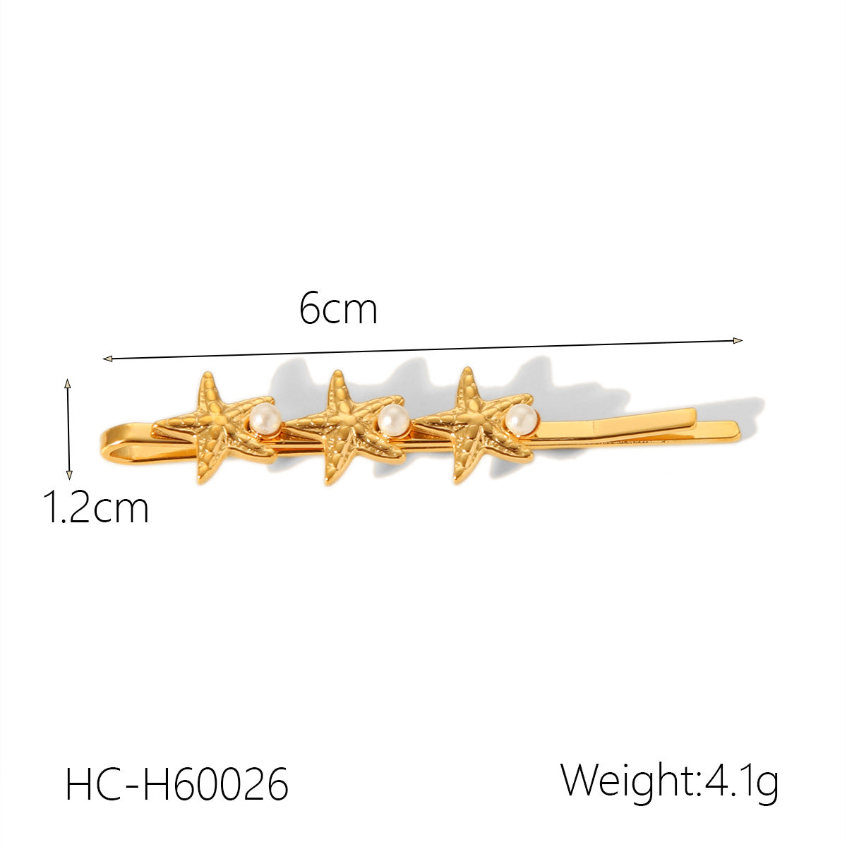 Ins Style 18K Gold Plated Stainless Steel Hair Clip with Pearl and Flower Design for Women