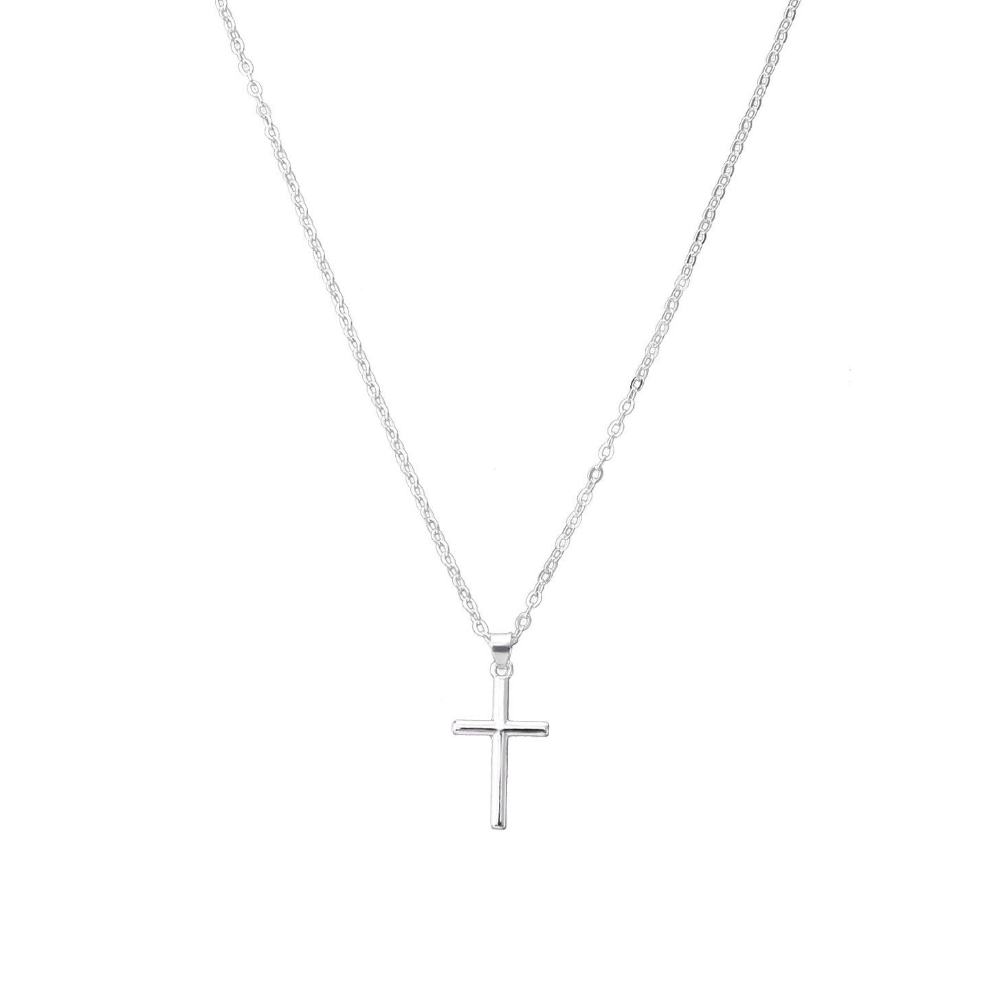 Minimalist Long Layered Necklace with Geometric Cross Pendant in Alloy with Plated Finish for Women