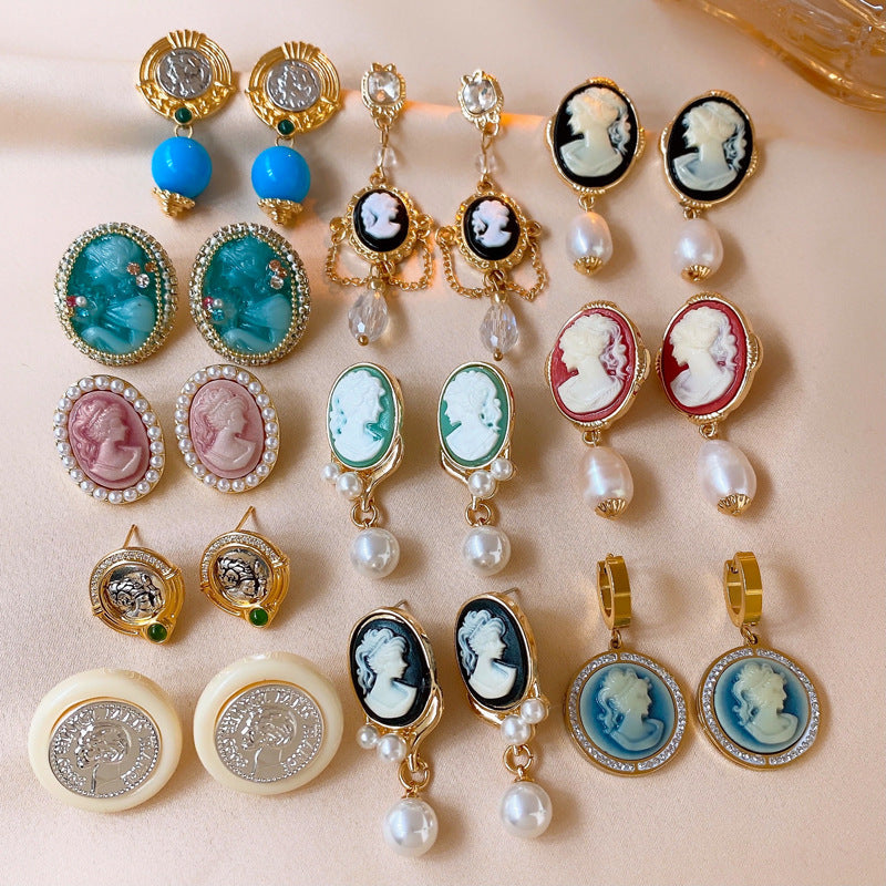 Pendientes ovalados de acrílico estilo vintage francés con postes de acero, diseño geométrico, acabado electrochapado, joyería elegante y ligera de lujo para las orejas