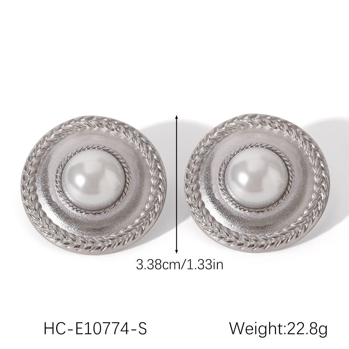 Vintage French Palace Style Geometric Stainless Steel Enamel Earrings with Pearl Inlay for Women