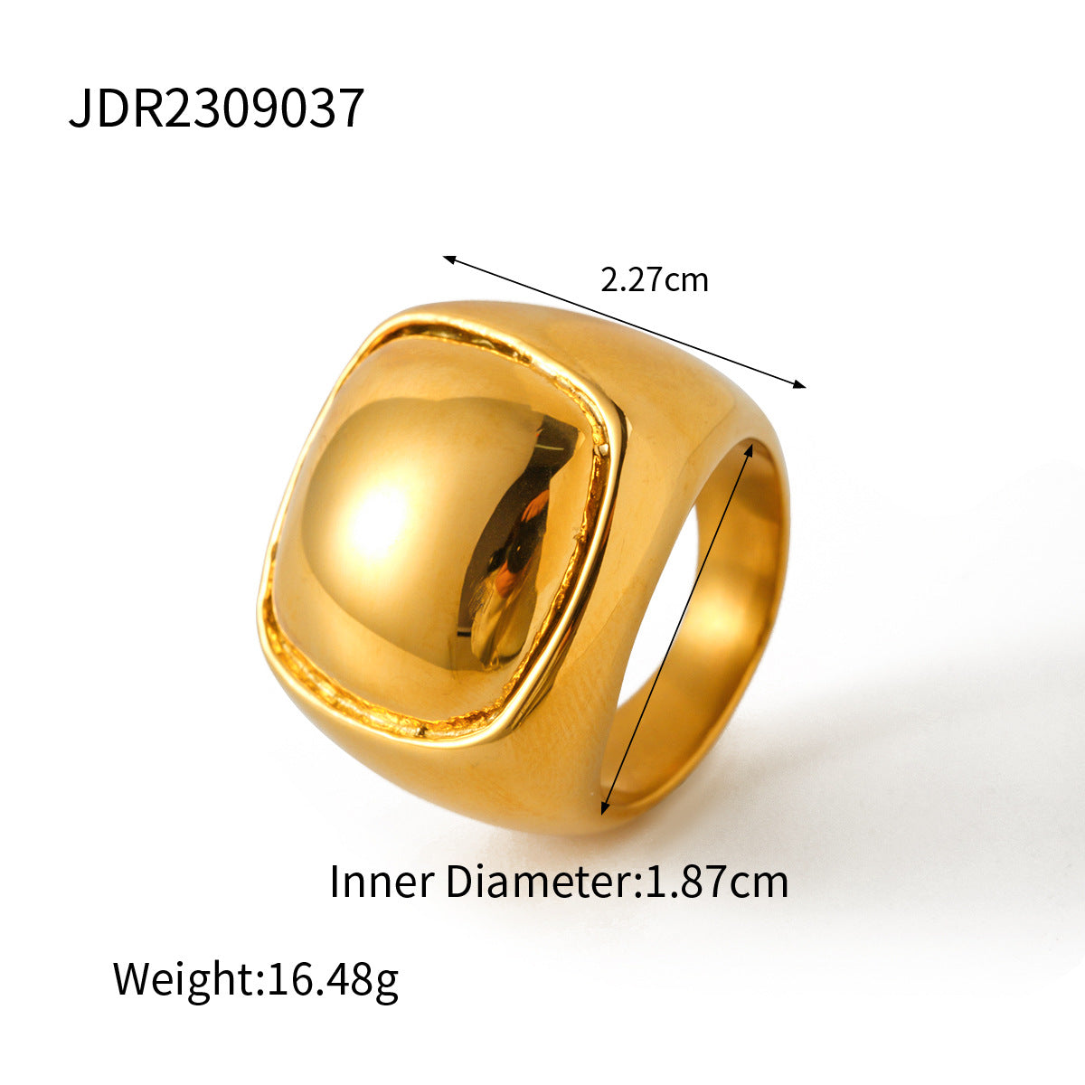 Fashionable 18K Gold Plated Stainless Steel Geometric Ball Ring for Women