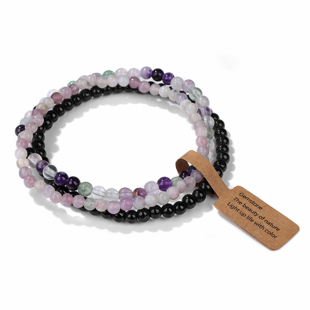 Vintage Geometric Agate Beaded Bracelet Unisex Natural Stone Jewelry
