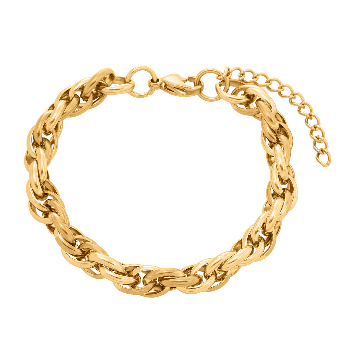 Fashionable Geometric Stainless Steel Bracelet with 18K Gold Plating for Women