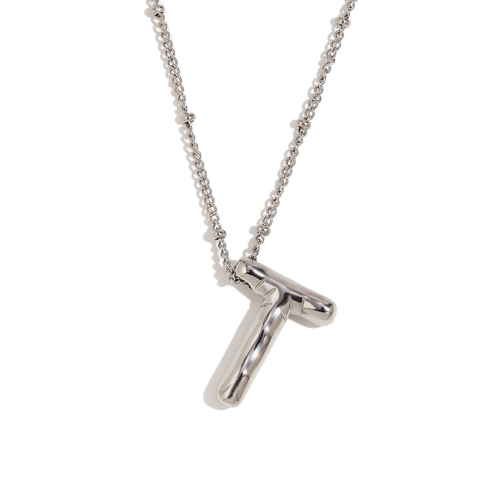Fashionable Letter-Shaped Stainless Steel Pendant Necklace with 18K Gold Plating for Women