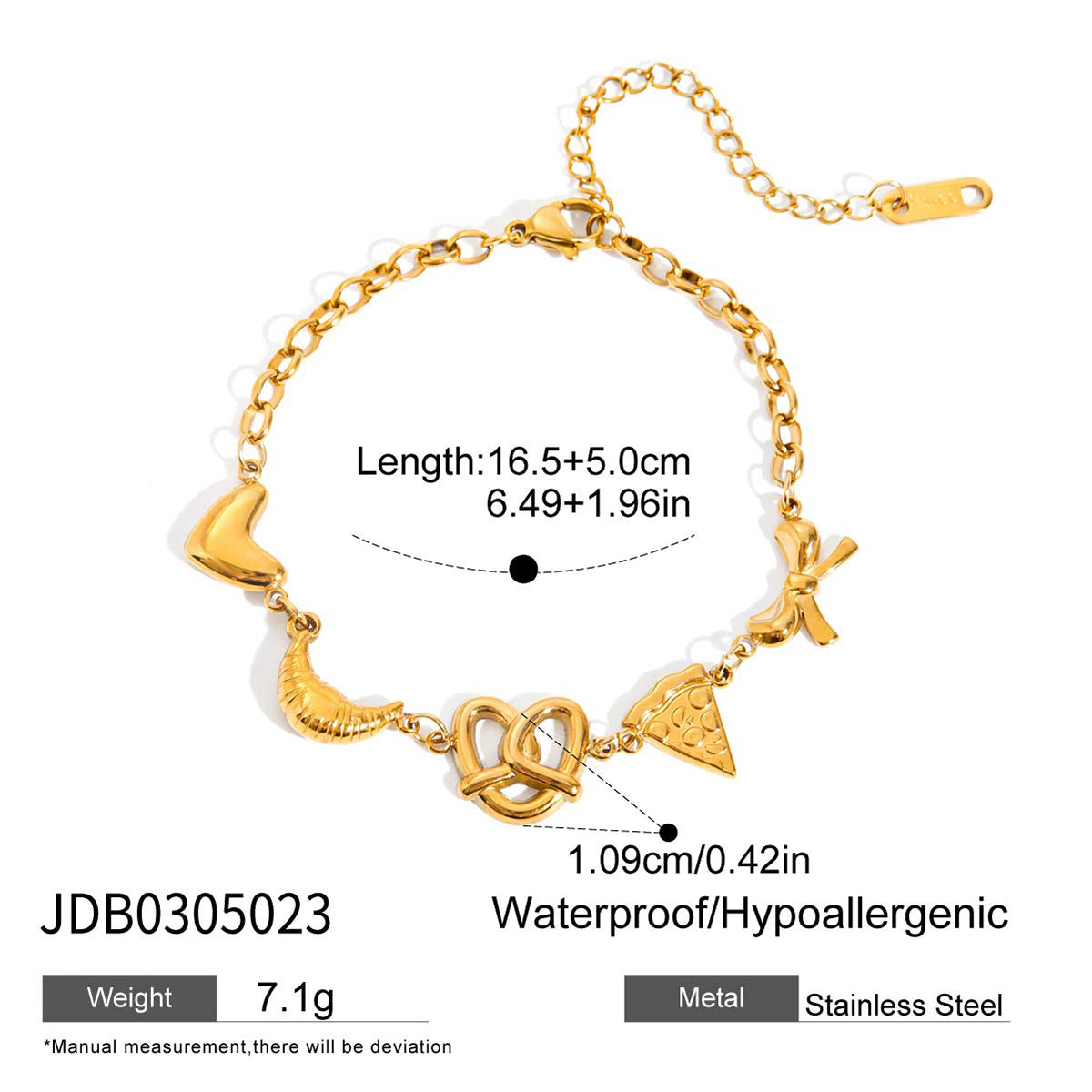 Bracciale Minimalista a Cuore in Acciaio Inossidabile con Finitura Placcata per Donna, Gioielli di Lusso Leggeri
