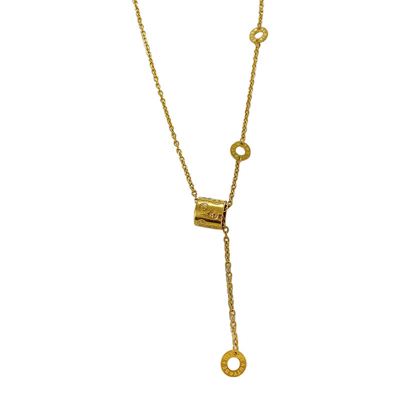 Luxury Elegant Gold Plated Titanium Steel Tassel Necklace