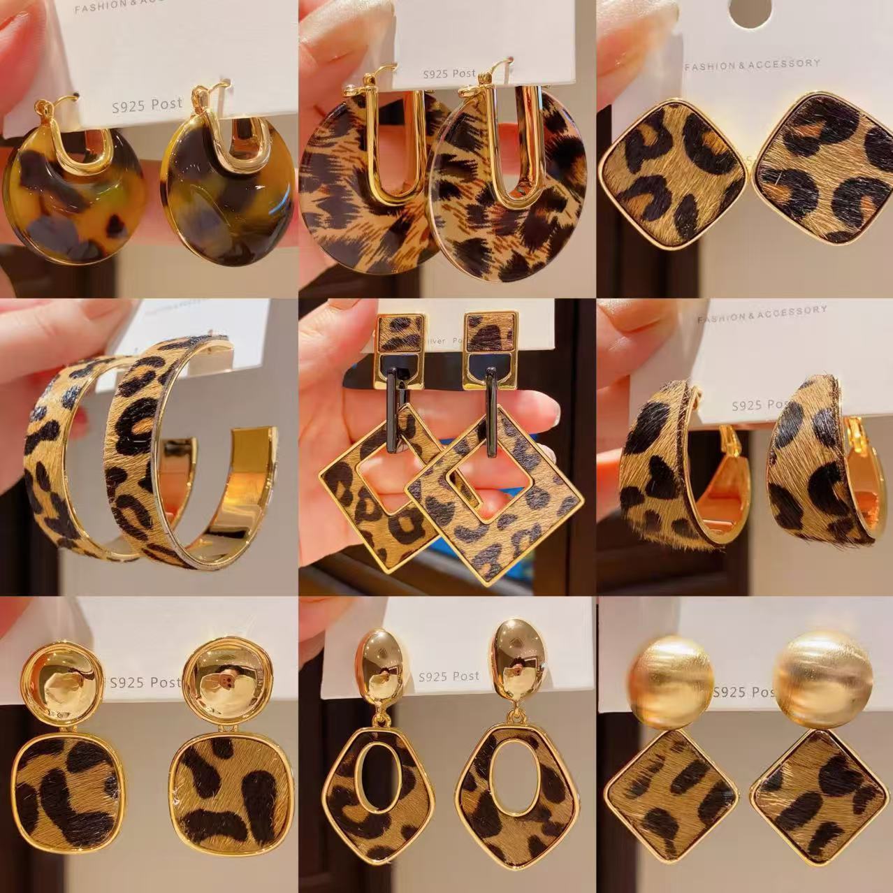 Orecchini pendenti in pelle geometrici minimalisti retrò con perni in argento sterling 925, finitura galvanizzata, da donna