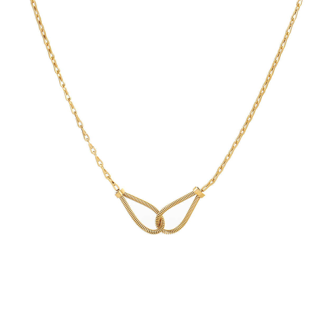 Conjunto de collar, pendientes y pulsera minimalista de acero de titanio con diseño geométrico y estilo francés, con acabado chapado