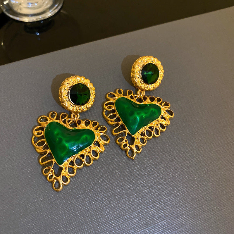 Orecchini a goccia in stile vintage a forma di acqua che cola da donna con perni in metallo placcato ed elegante estetica retrò