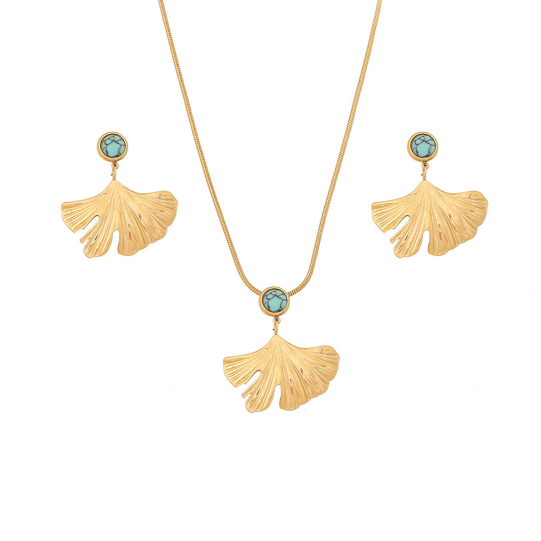 Conjunto de collar con colgante irregular geométrico con dije de flor de acero inoxidable y detalle de borla para mujer