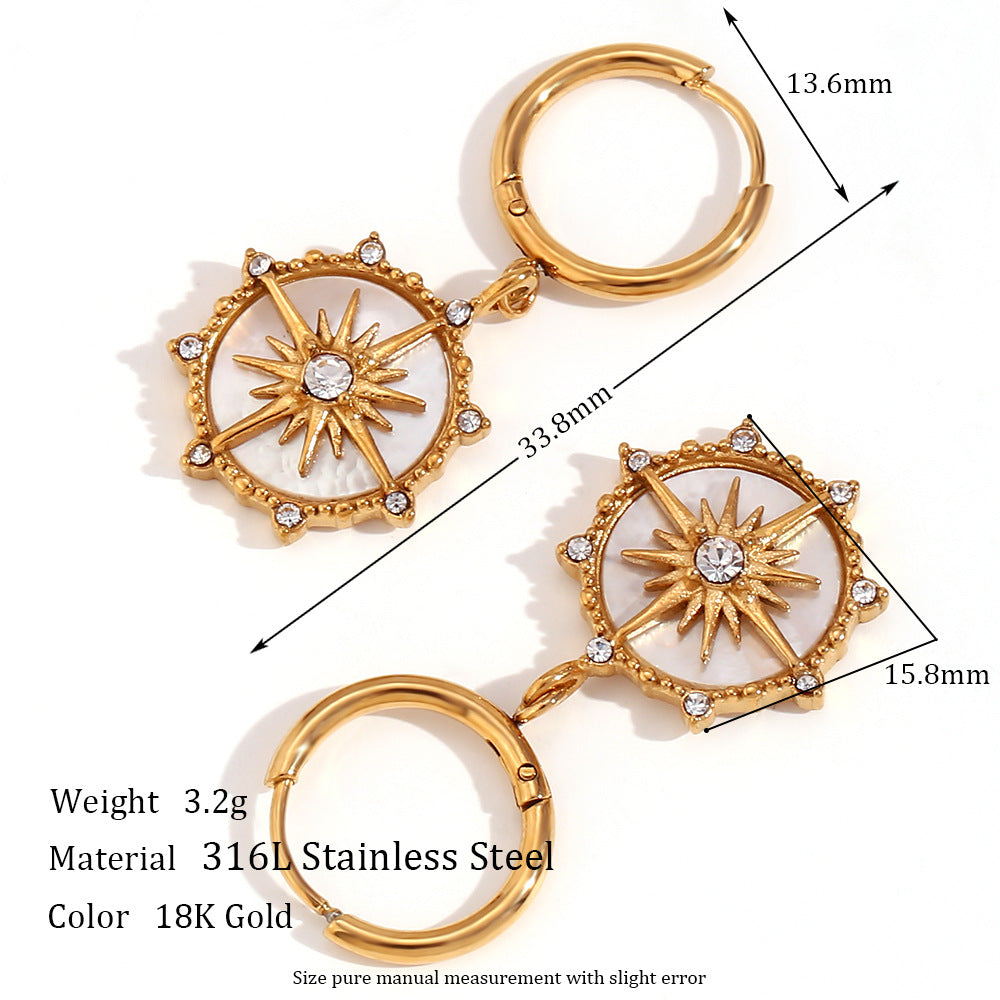 Minimalist Geometric Stainless Steel Earrings with 18K Gold Plating for Women
