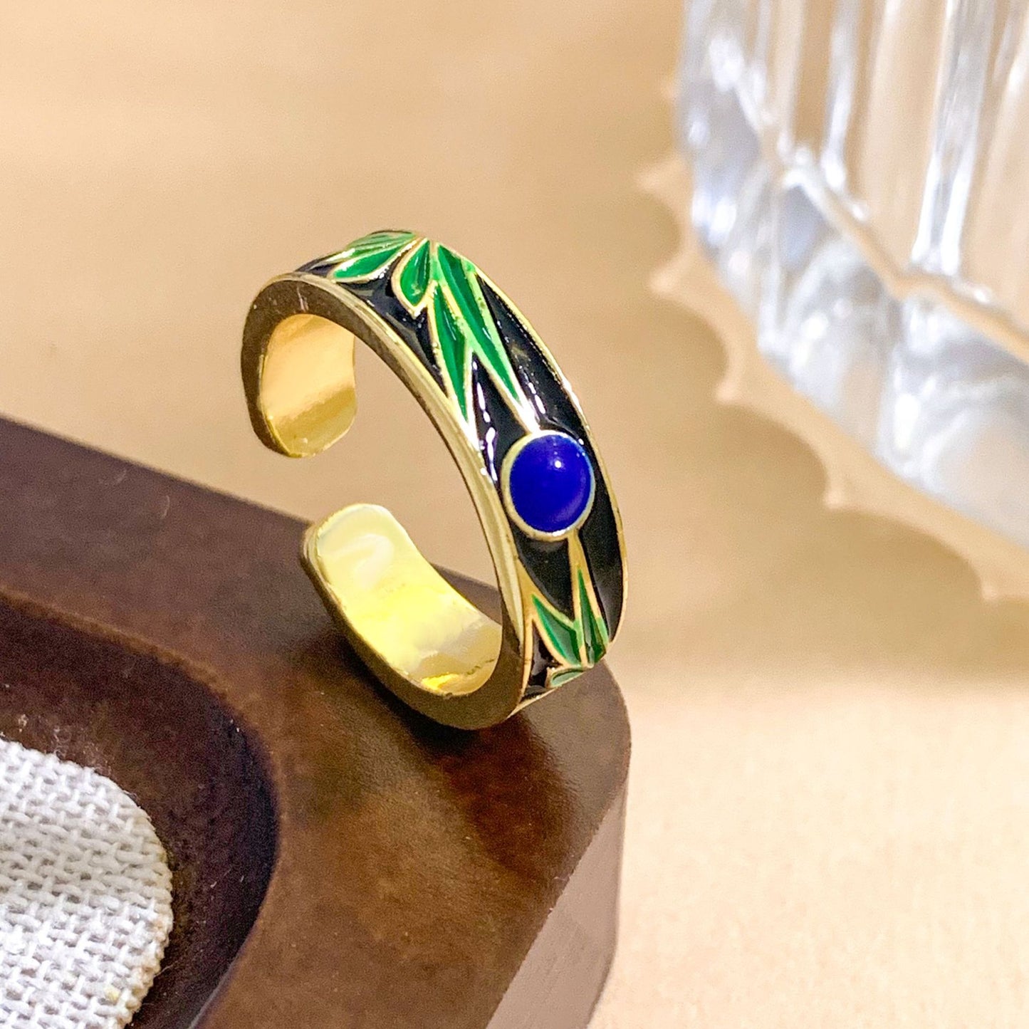 Sweet Floral Heart Gold Plated Brass Adjustable Ring for Women