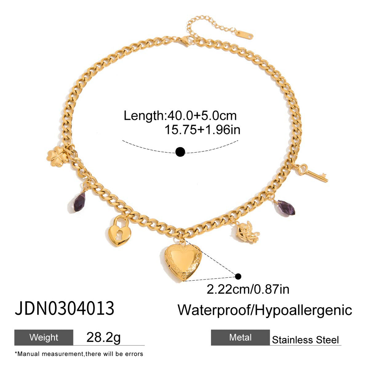 Collar con colgante minimalista de acero de titanio chapado con forma de corazón para mujer