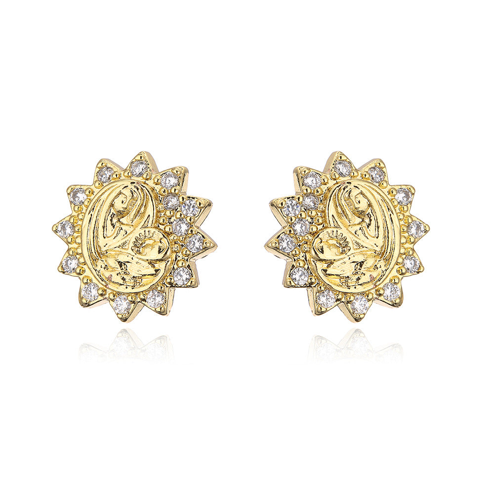 Minimalist Geometric Stud Earrings for Women Copper Base with 18K Gold Plating and Micro-Pave Zirconia