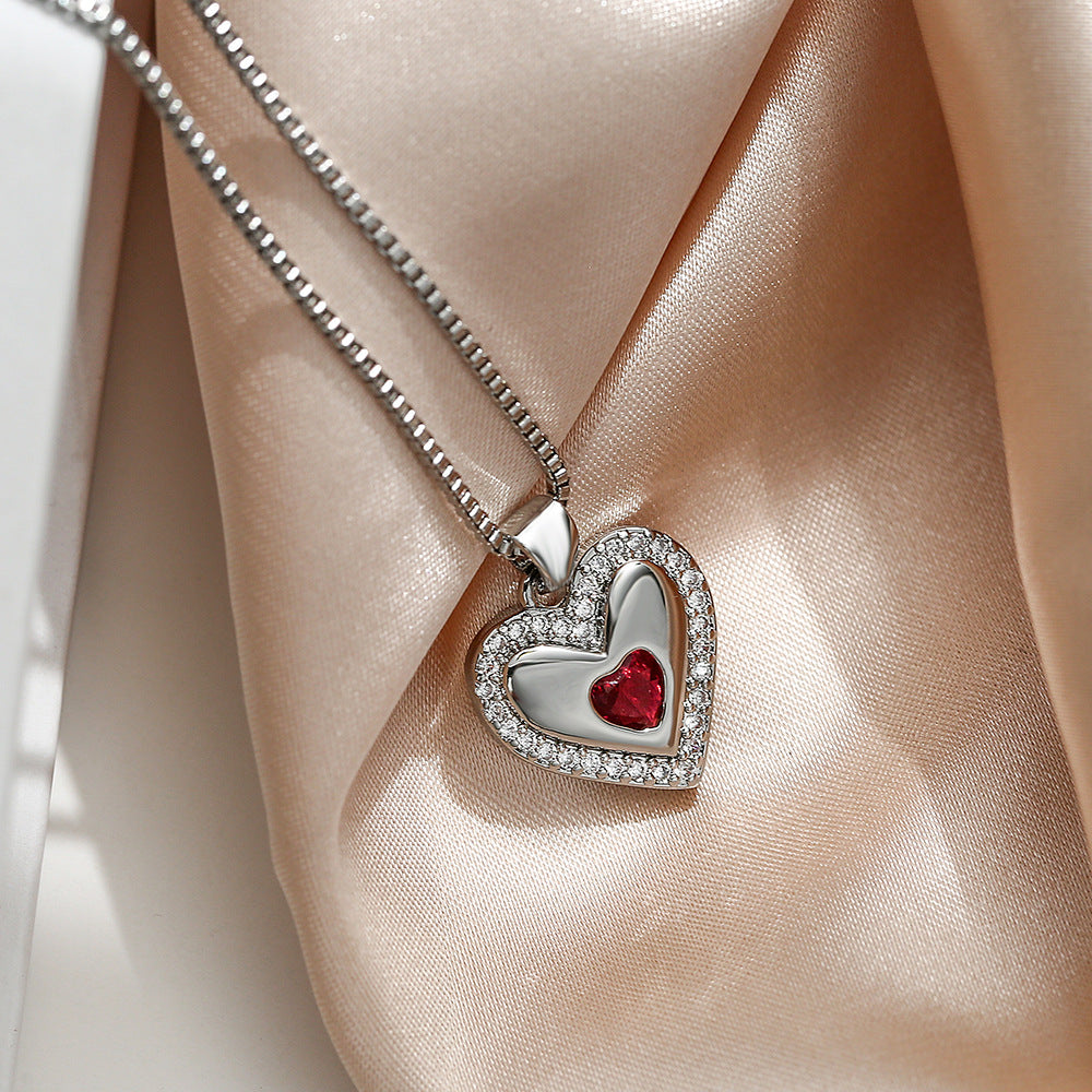 Collana con Ciondolo a Cuore Minimalista in Rame, Placcato Oro Vero e Zirconi, da Donna