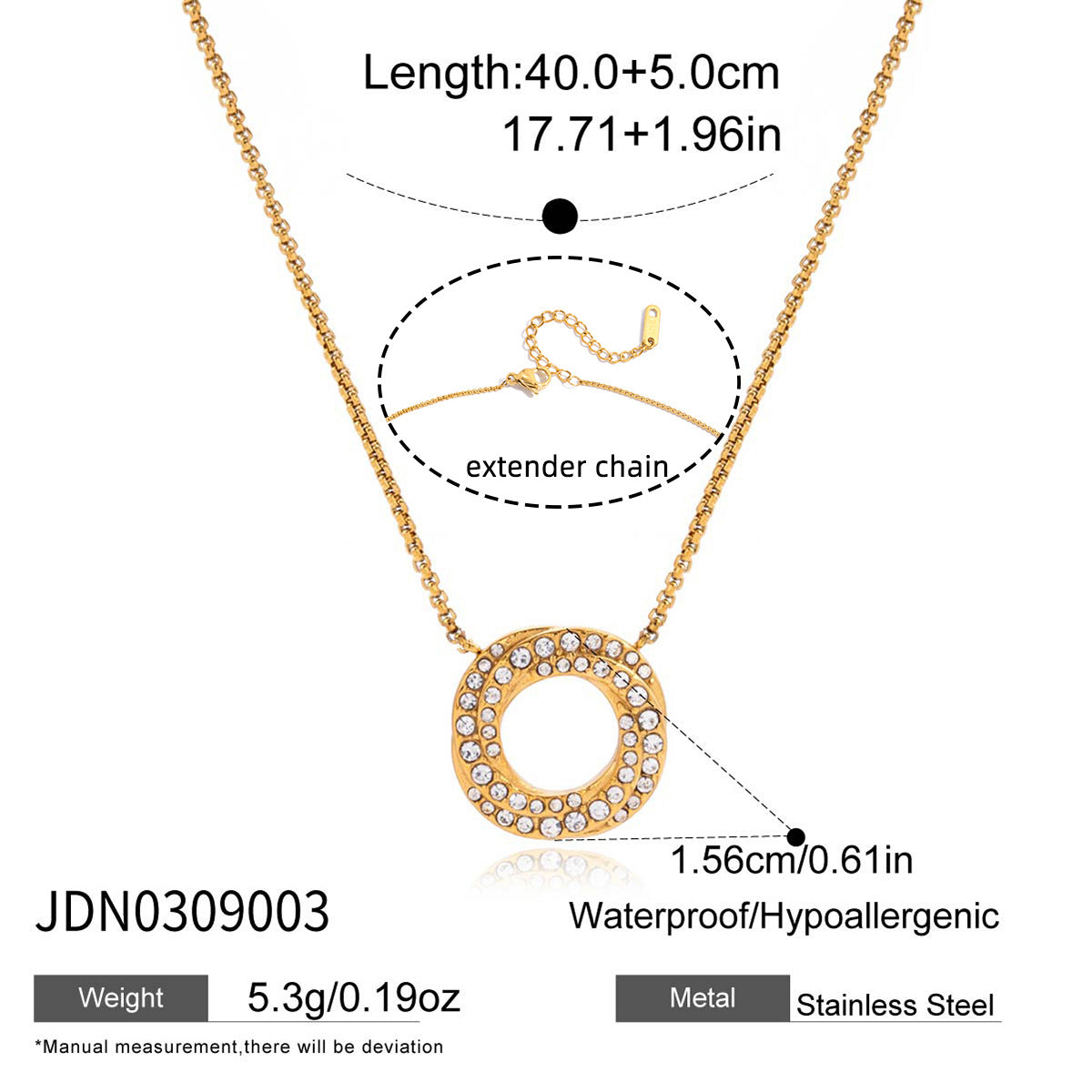Collana con ciondolo geometrico in acciaio al titanio con strass da donna, catena a clavicola in acciaio inossidabile galvanizzato, gioielli di lusso ipoallergenici e resistenti allo sbiadimento