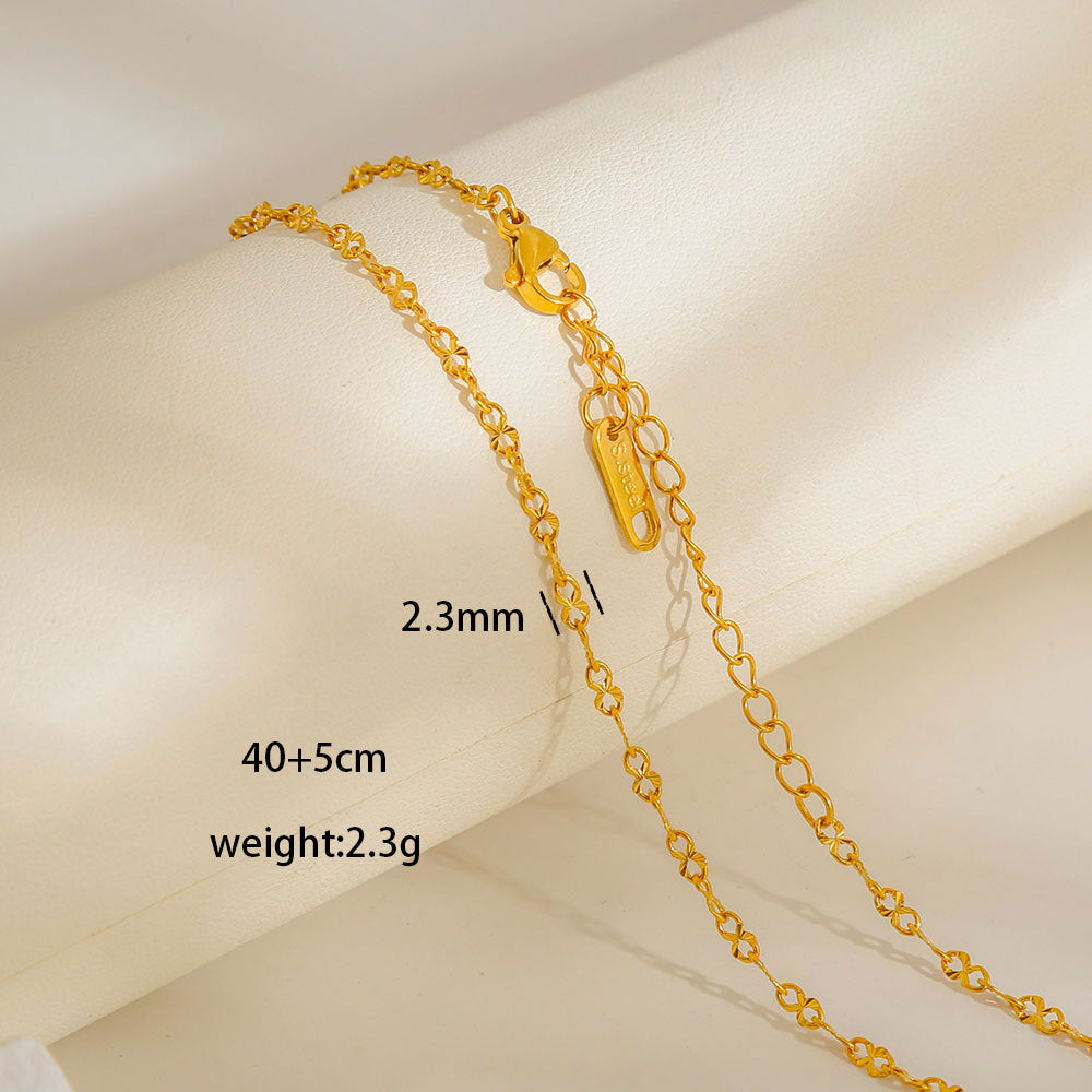Collana con Ciondoli Geometrici Minimalisti in Acciaio al Titanio Placcato con Nappe, Charm Fai da Te per Donne
