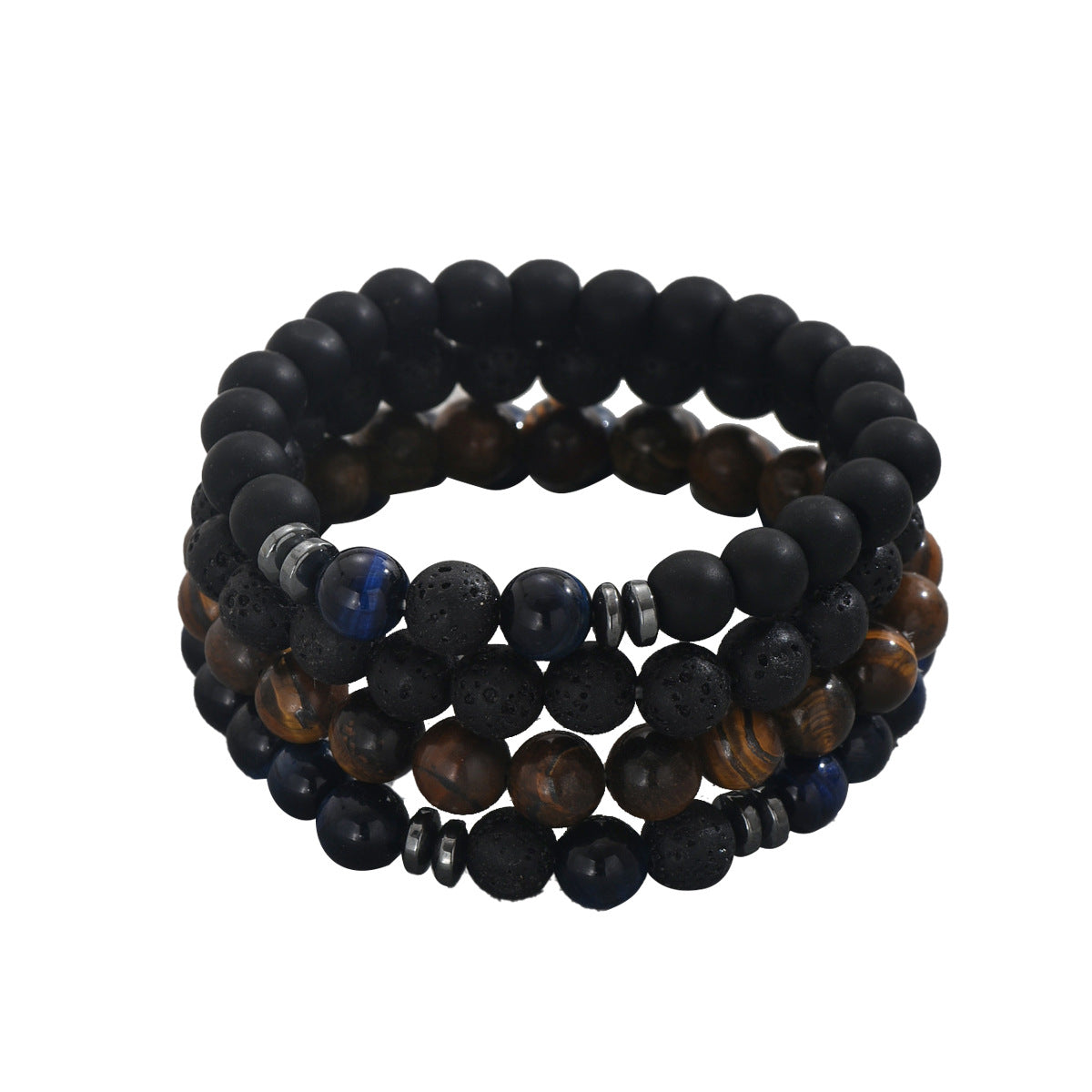 Pulsera geométrica trenzada vintage con piedra natural para hombres y mujeres, pulsera unisex hecha a mano con cuentas redondas