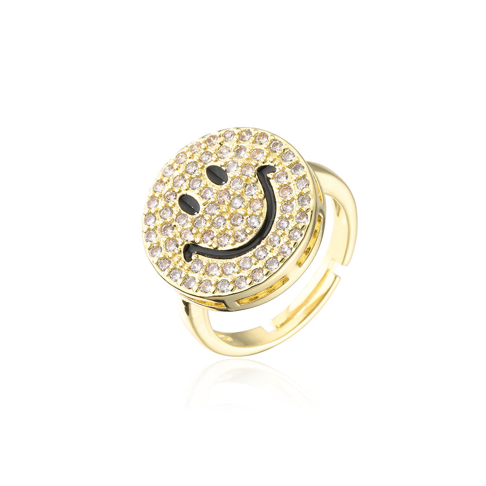 Gold Plated Brass Geometric Ring with Cubic Zirconia Inlay for Women