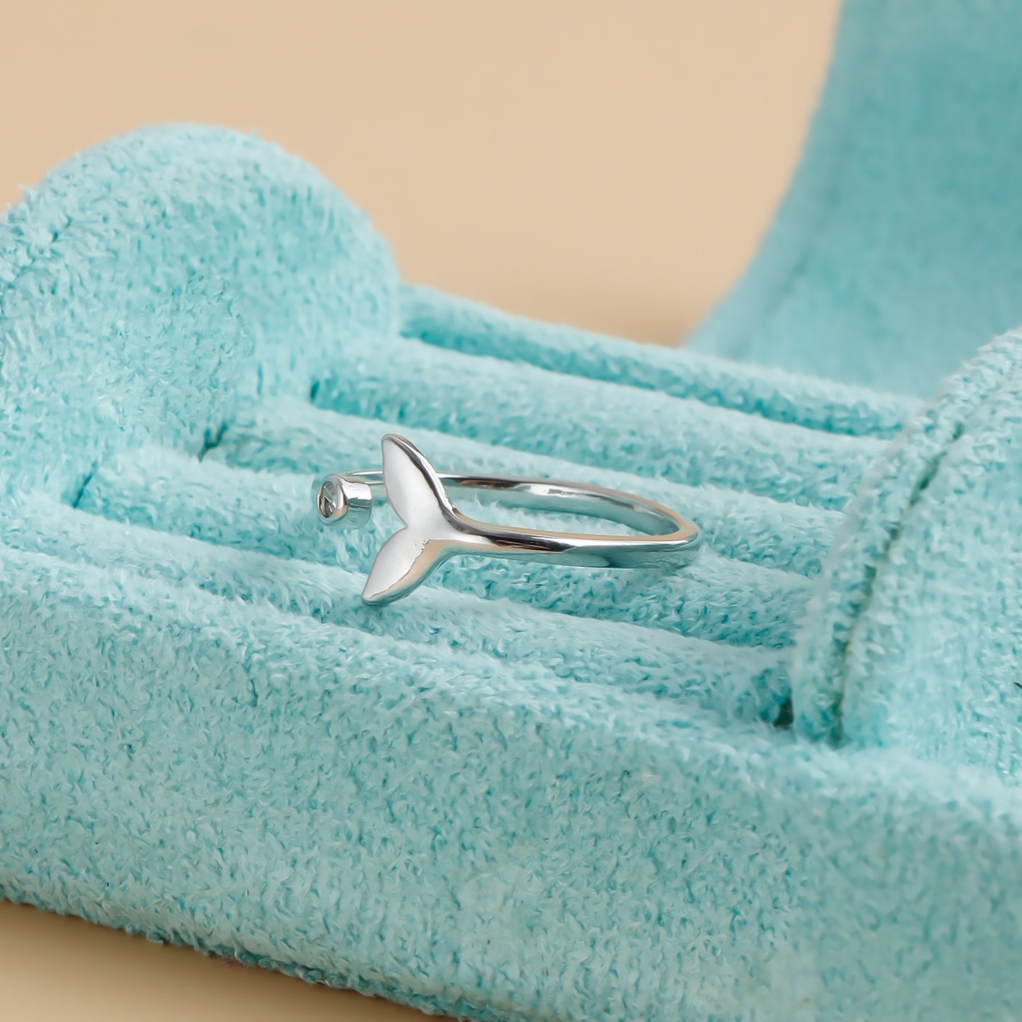 Minimalist Dolphin and Mermaid Tail Shaped Adjustable Open Ring for Women in Plated Metal