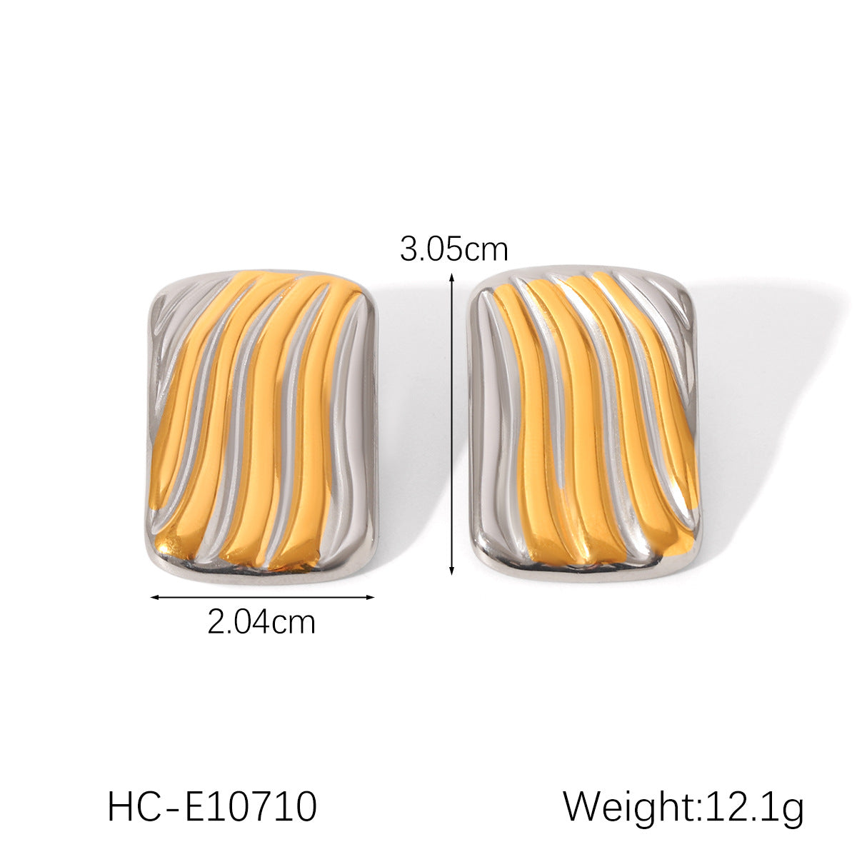Orecchini a perno da donna in acciaio inossidabile con texture geometrica, placcatura in oro e argento e design a stella a cinque punte