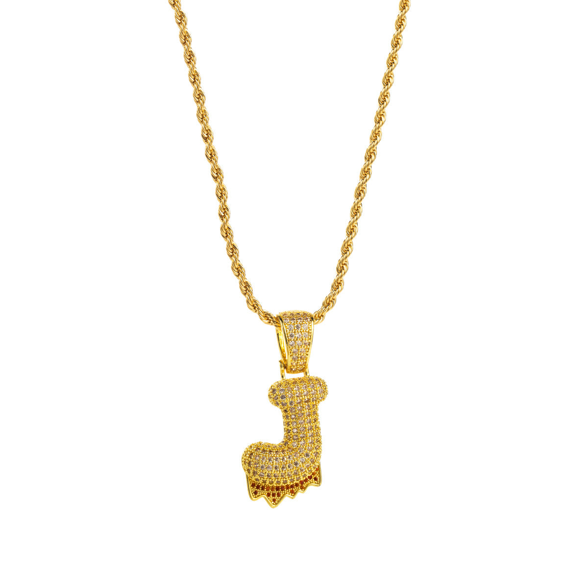 Collana con ciondolo a lettera "Sweet-Edgy" da donna in ottone con intarsio in zirconi cubici su catena a clavicola