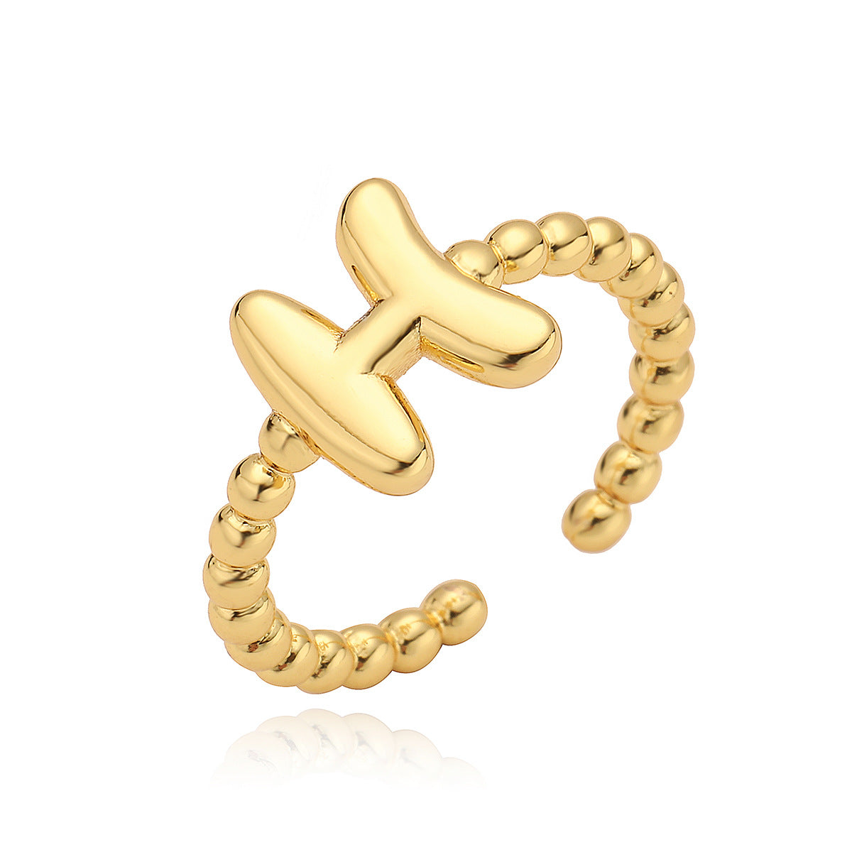 Minimalist 18K Gold Plated Brass Letter Ring for Women