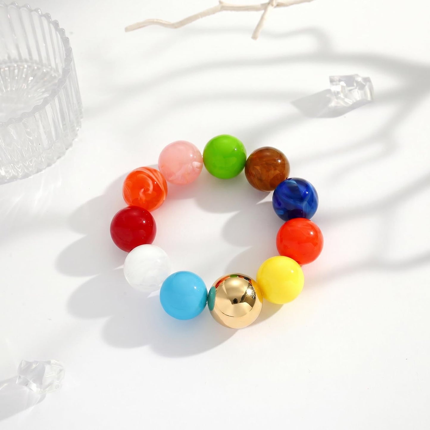 Bohemian Geometric Round Acrylic Beaded Bracelet for Women