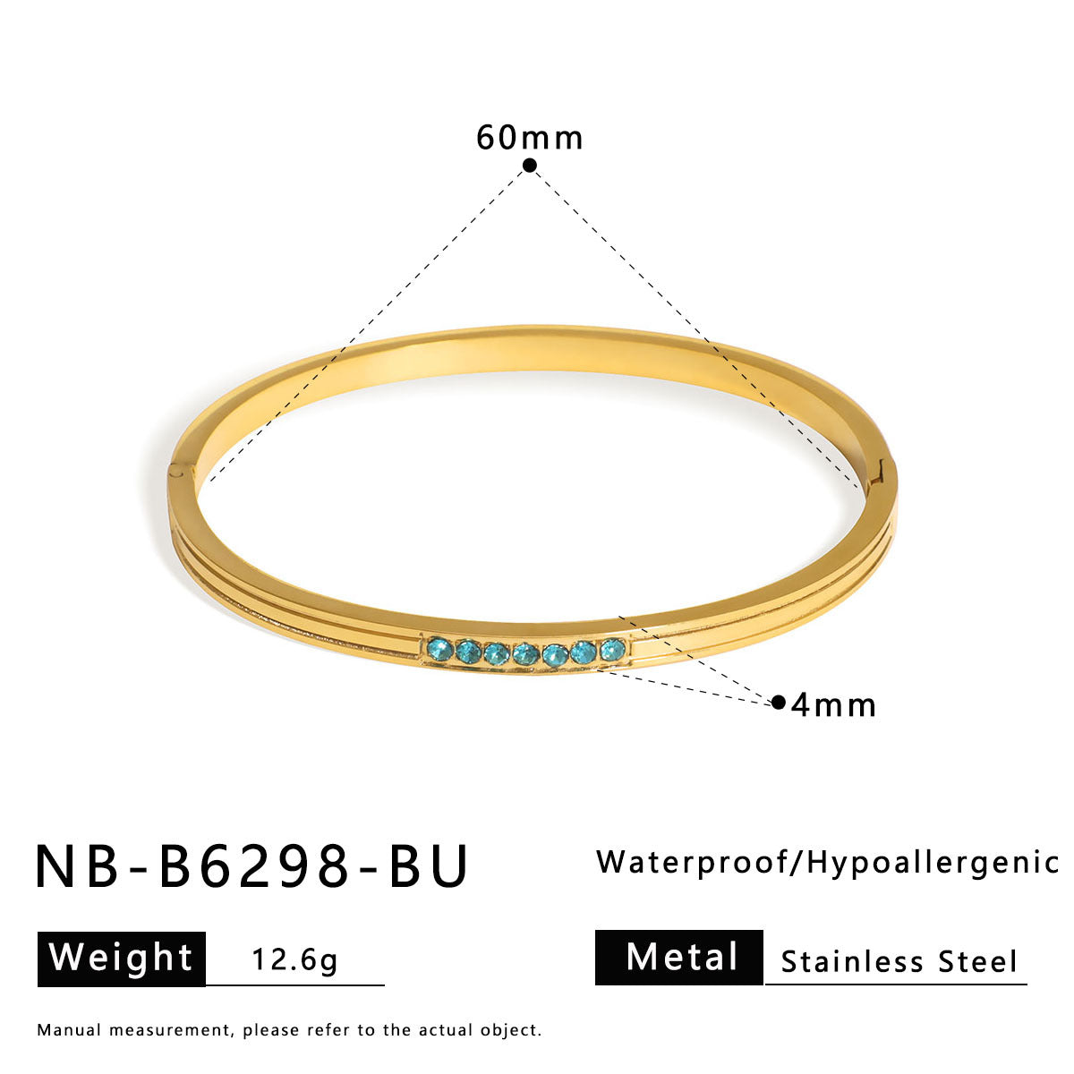 Bracciale Minimalista Geometrico in Acciaio Inossidabile Placcato con Strass Colorati, Chiusura a Scatto Ipoallergenica, Gioielli Lussuosi per Tutti i Giorni