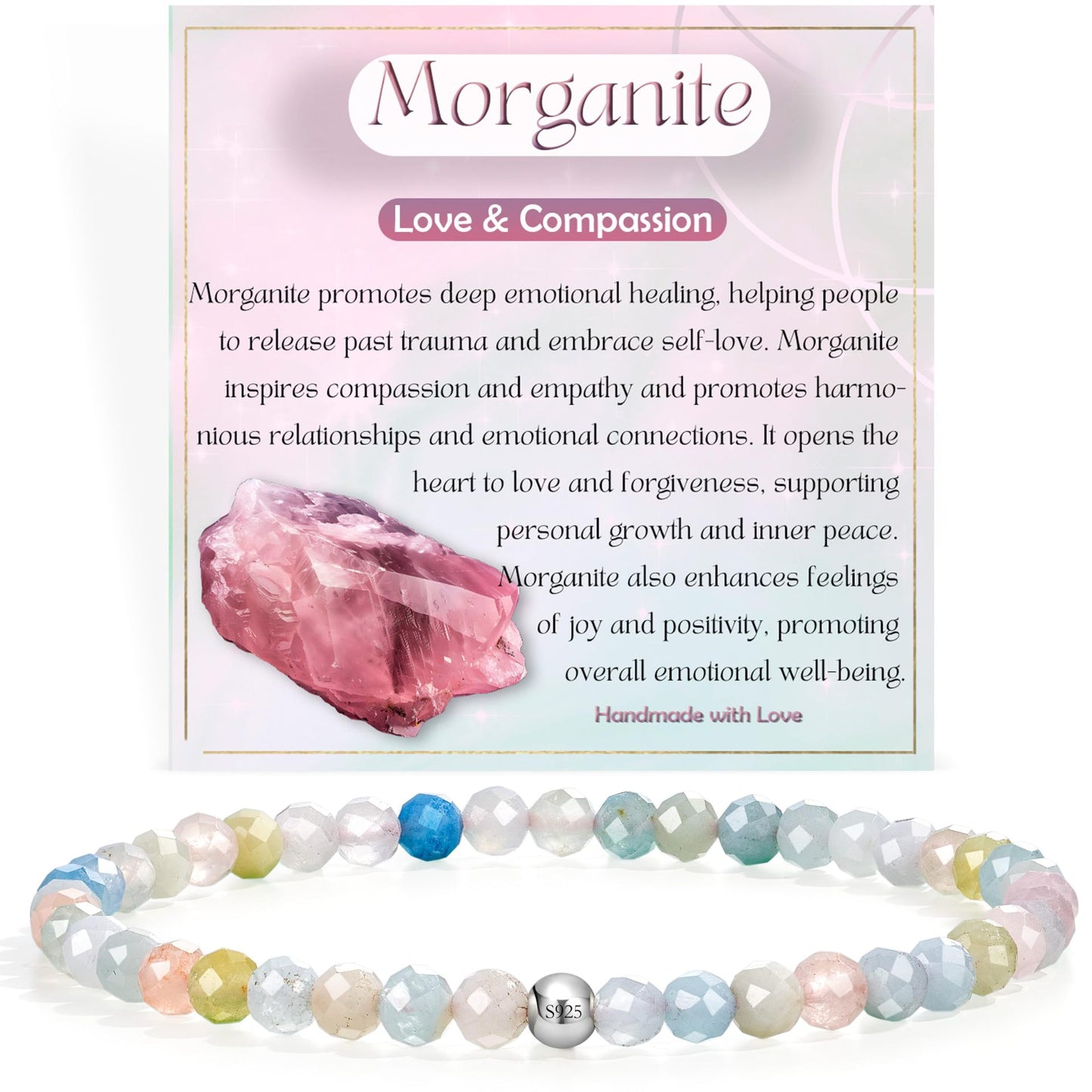 Natural Stone Crystal Beaded Bracelet Geometric Texture Unisex Handmade Jewelry