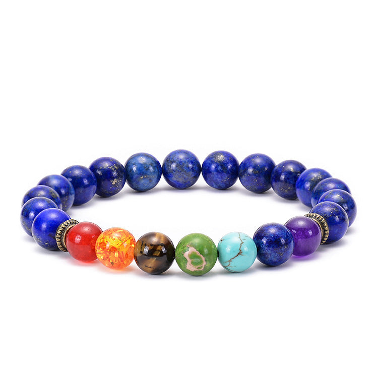 Natural Agate Lava Stone Beaded Bracelet Round Geometric Unisex Yoga Jewelry