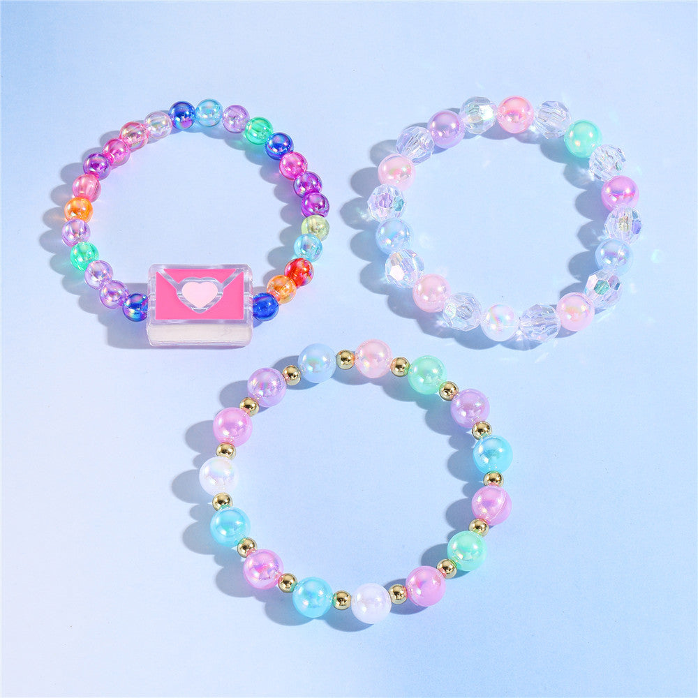 Braccialetto Acrilico Colorato a Forma di Busta per Bambini con Design Geometrico e Stile Graziosa Principessa