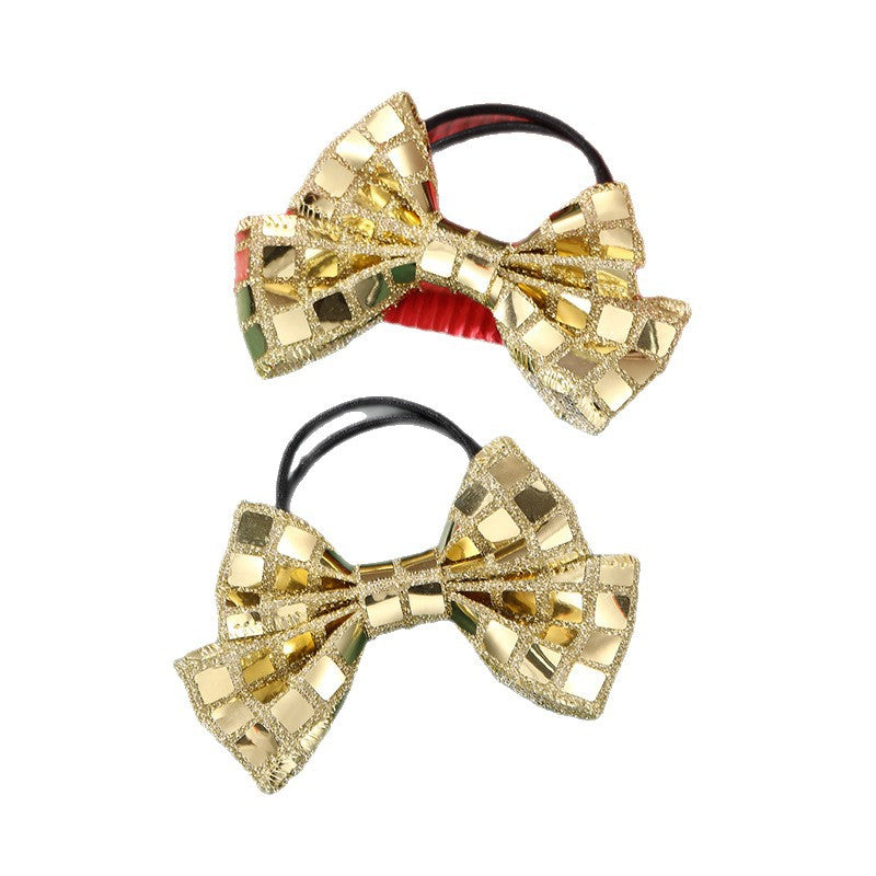 Natural Style Bow-Shaped Hair Clip for Girls Made of Plastic Resin with Ruffled and Mesh Details for Christmas and New Year