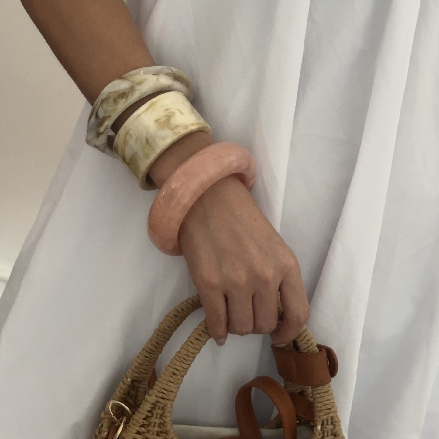 Bracciale placcato in resina acrilica geometrica vintage