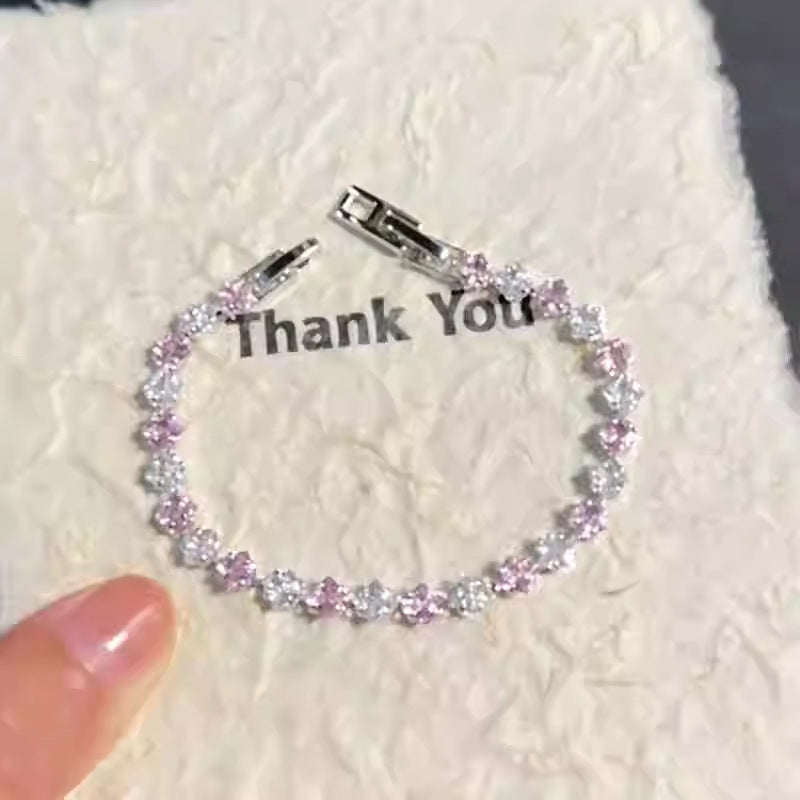 Luxury Fashion Rhinestone Hexagram Diamond Shape Bracelet for Women with Snap Clasp